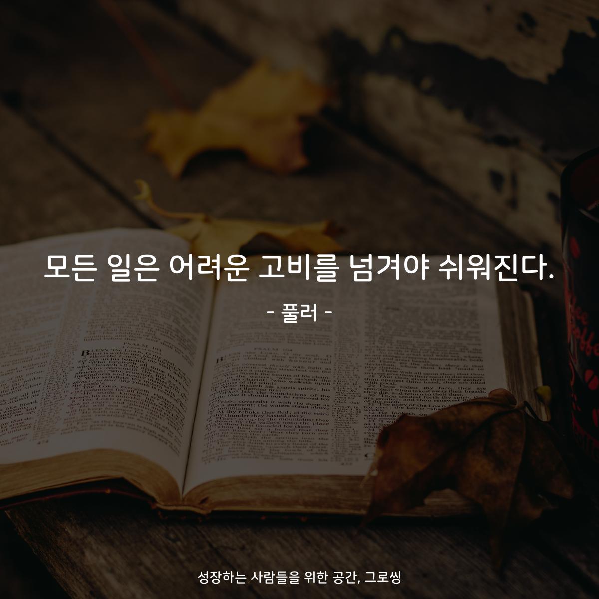 모든 일은 어려운 고비를 넘겨야 쉬워진다. - 풀러