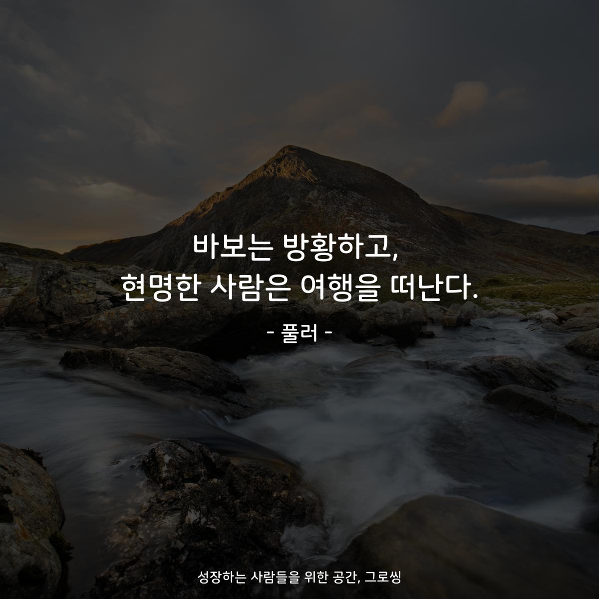 바보는 방황하고, 현명한 사람은 여행을 떠난다. - 풀러