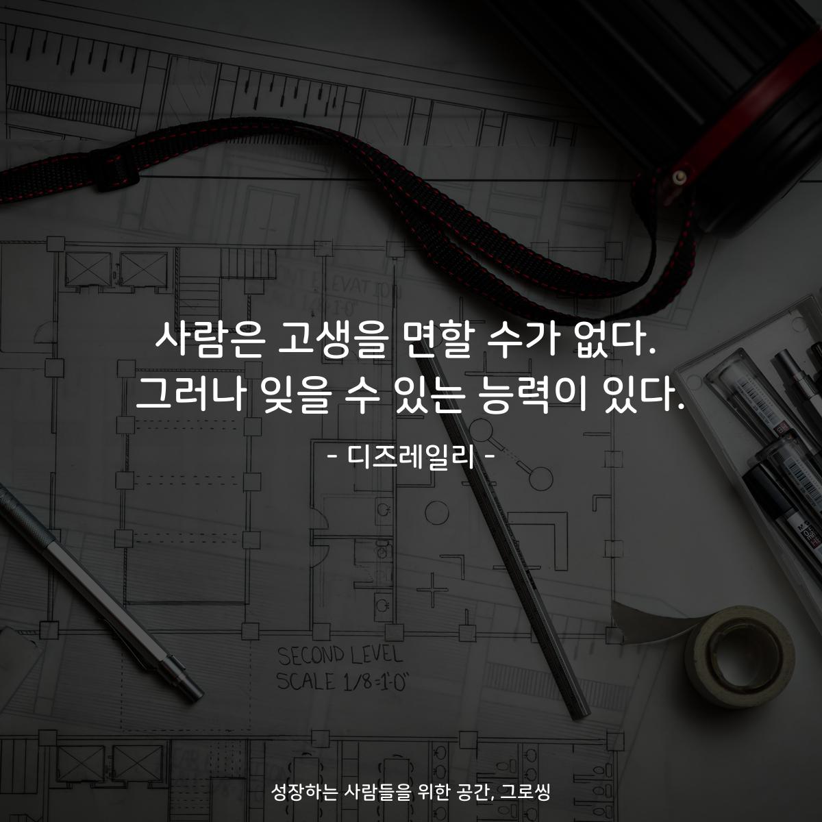 사람은 고생을 면할 수가 없다. 그러나 잊을 수 있는 능력이 있다. - 디즈레일리