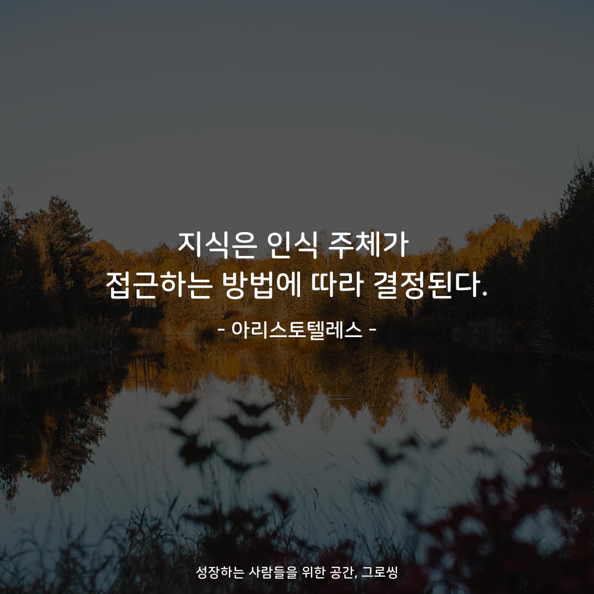 지식은 인식 주체가 접근하는 방법에 따라 결정된다. - 아리스토텔레스