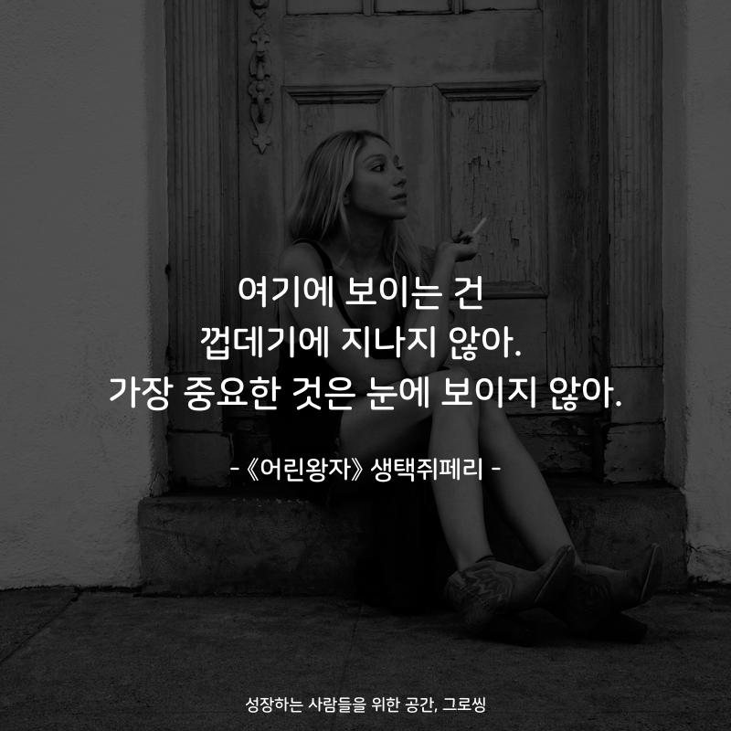 여기에 보이는 건 껍데기에 지나지 않아. 가장 중요한 것은 눈에 보이지 않아. - 책 《어린왕자》 생택쥐페리