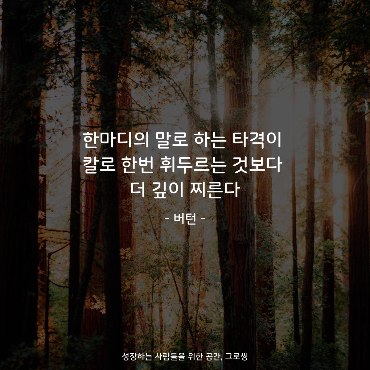 한마디의 말로 하는 타격이 칼로 한번 휘두르는 것보다 더 깊이 찌른다 - 버턴