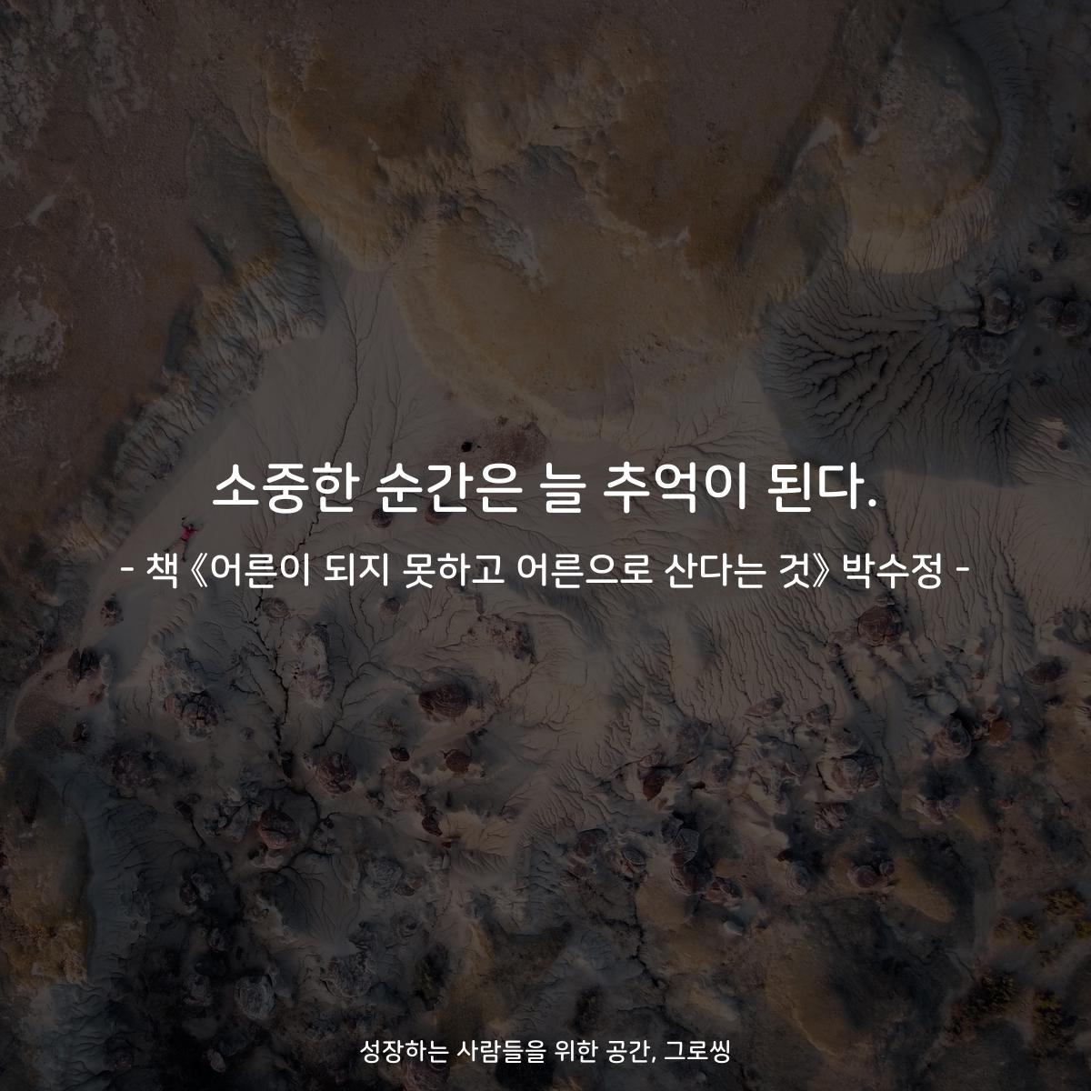 소중한 순간은 늘 추억이 된다. - 책 《어른이 되지 못하고 어른으로 산다는 것》 박수정