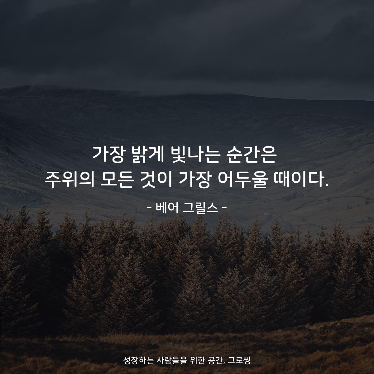 가장 밝게 빛나는 순간은 주위의 모든 것이 가장 어두울 때이다. - 베어 그릴스