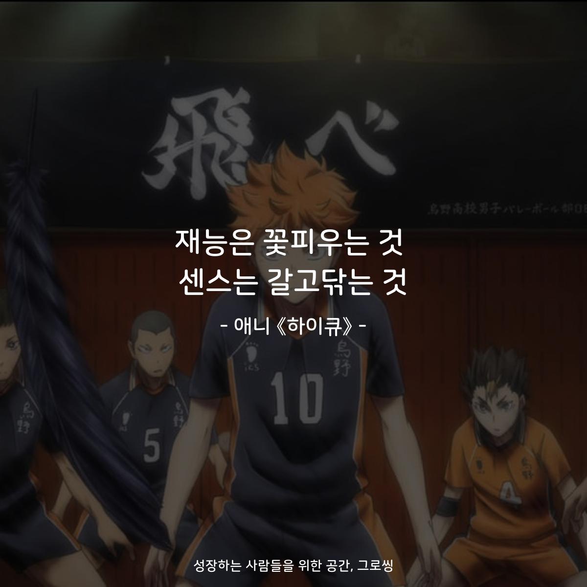 재능은 꽃피우는 것 센스는 갈고닦는 것 - 애니 《하이큐》