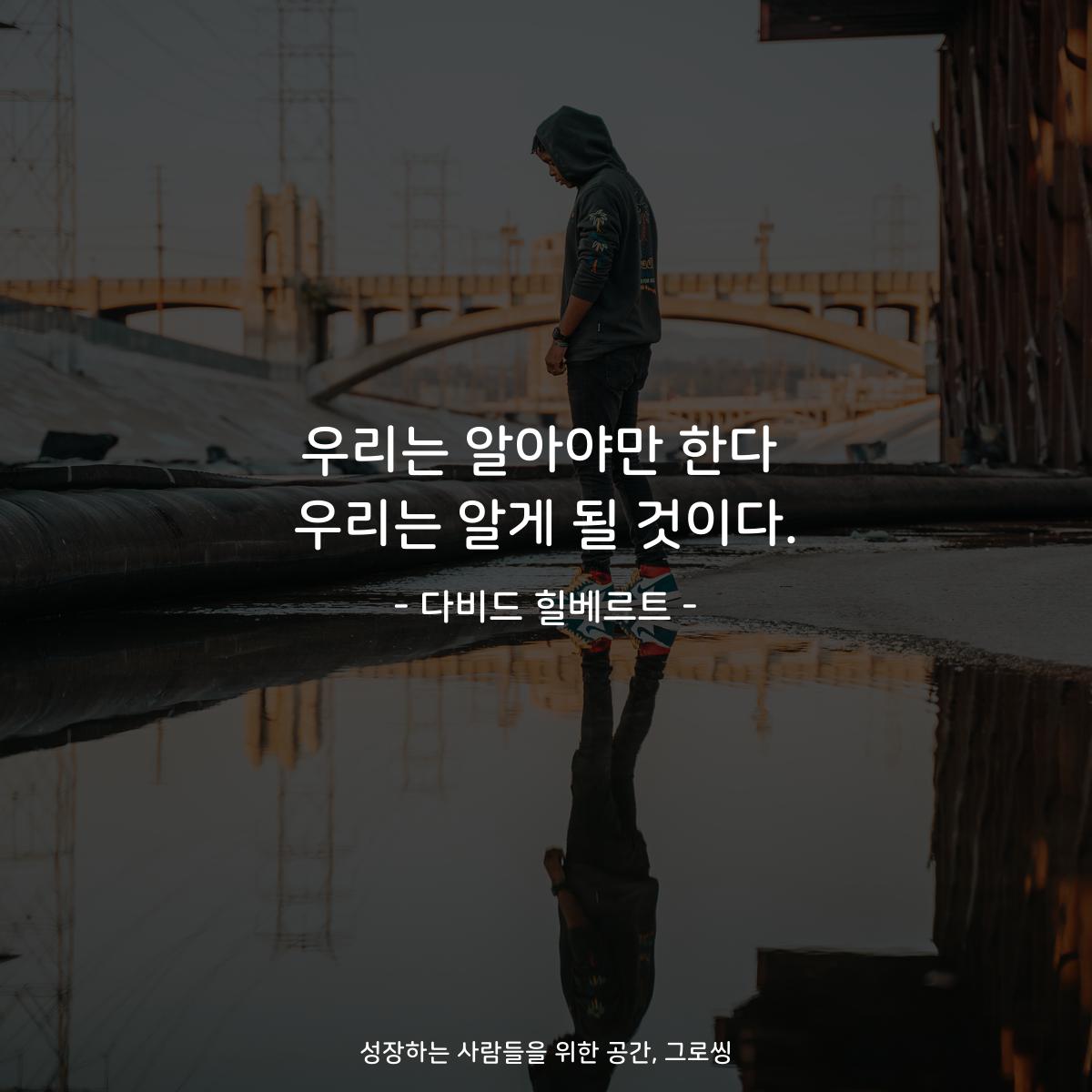 우리는 알아야만 한다 우리는 알게 될 것이다. - 다비드 힐베르트