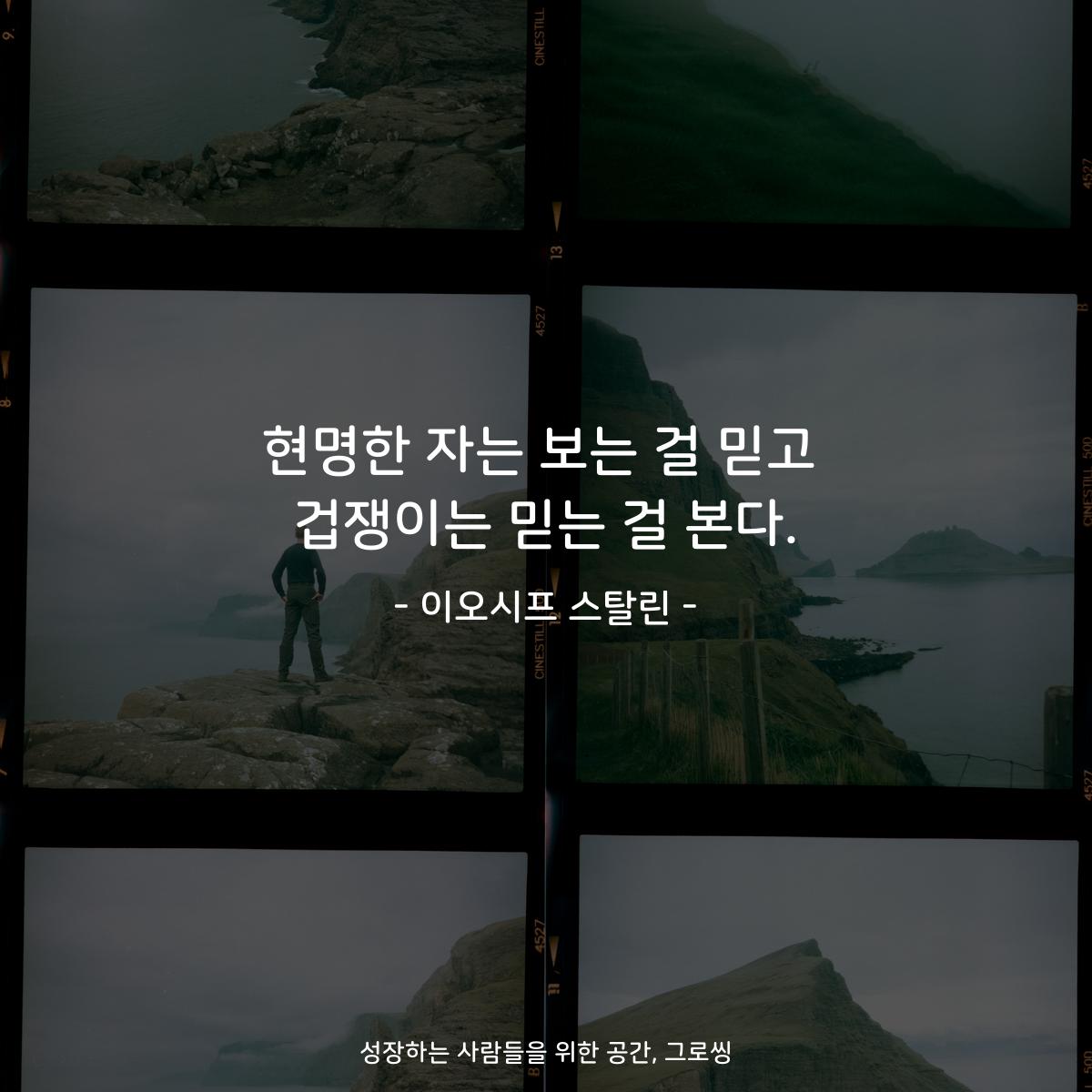 현명한 자는 보는 걸 믿고 겁쟁이는 믿는 걸 본다. - 이오시프 스탈린
