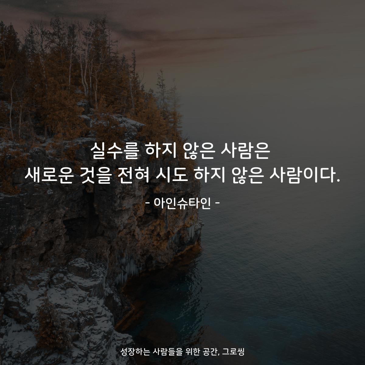 실수를 하지 않은 사람은 새로운 것을 전혀 시도 하지 않은 사람이다. - 아인슈타인
