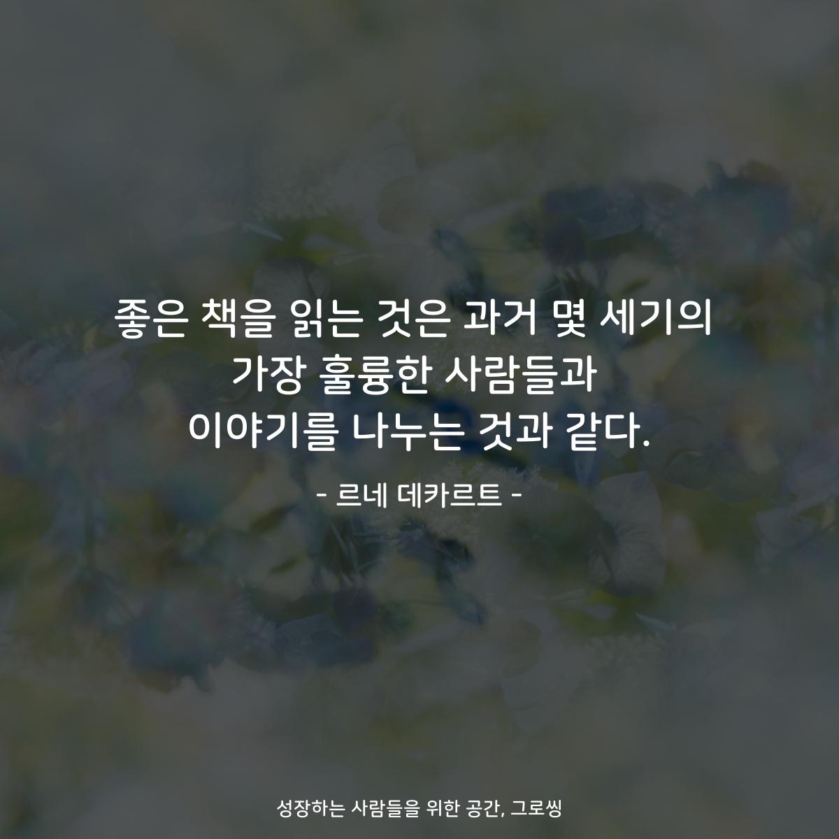 좋은 책을 읽는 것은 과거 몇 세기의 가장 훌륭한 사람들과 이야기를 나누는 것과 같다. - 르네 데카르트