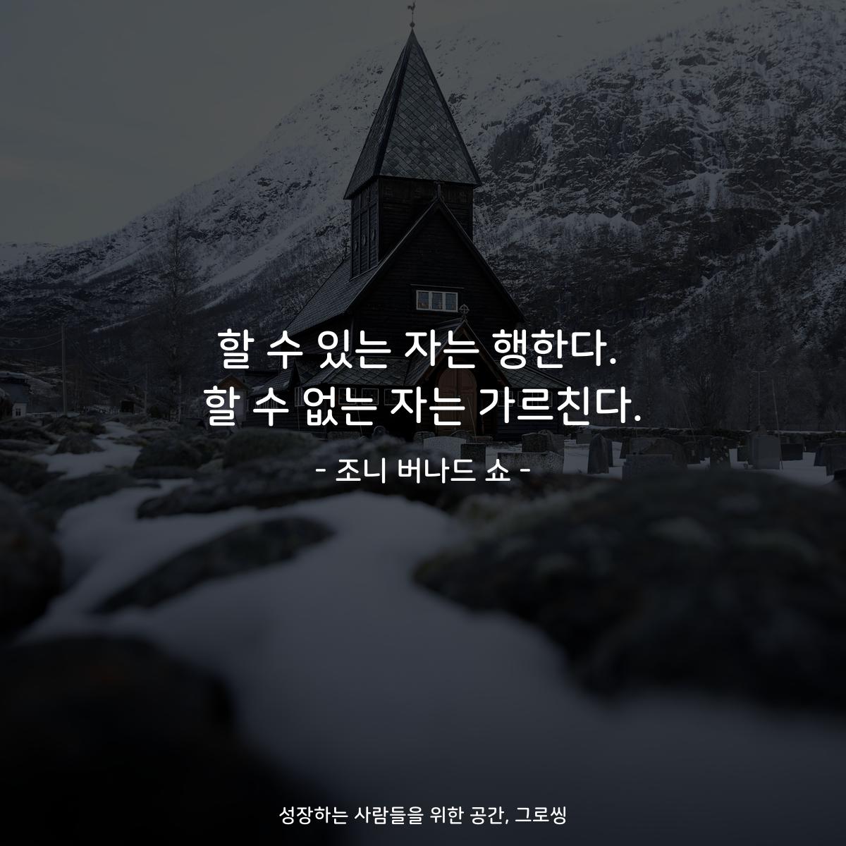 할 수 있는 자는 행한다. 할 수 없는 자는 가르친다. - 조니 버나드 쇼