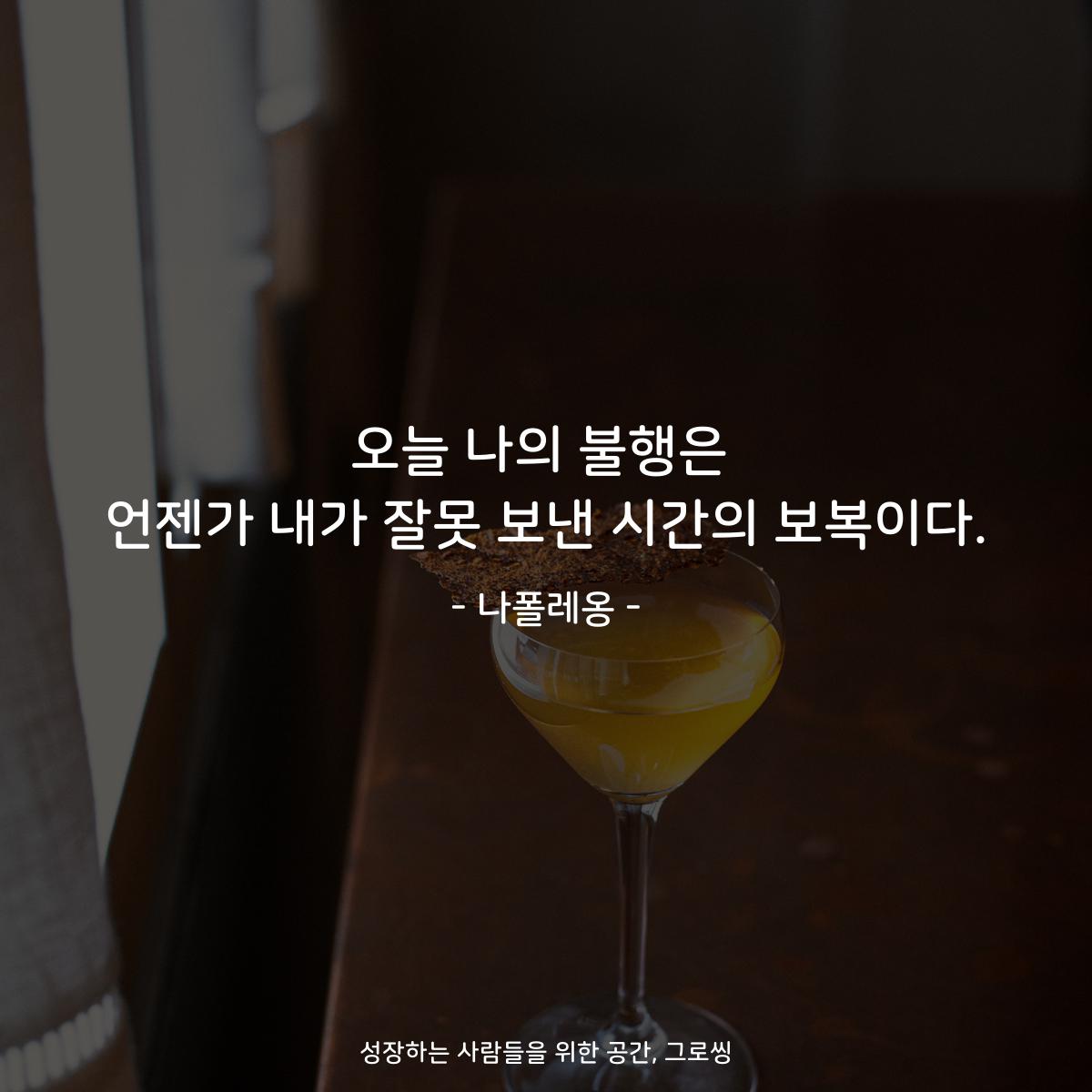 오늘 나의 불행은 언젠가 내가 잘못 보낸 시간의 보복이다. - 나폴레옹