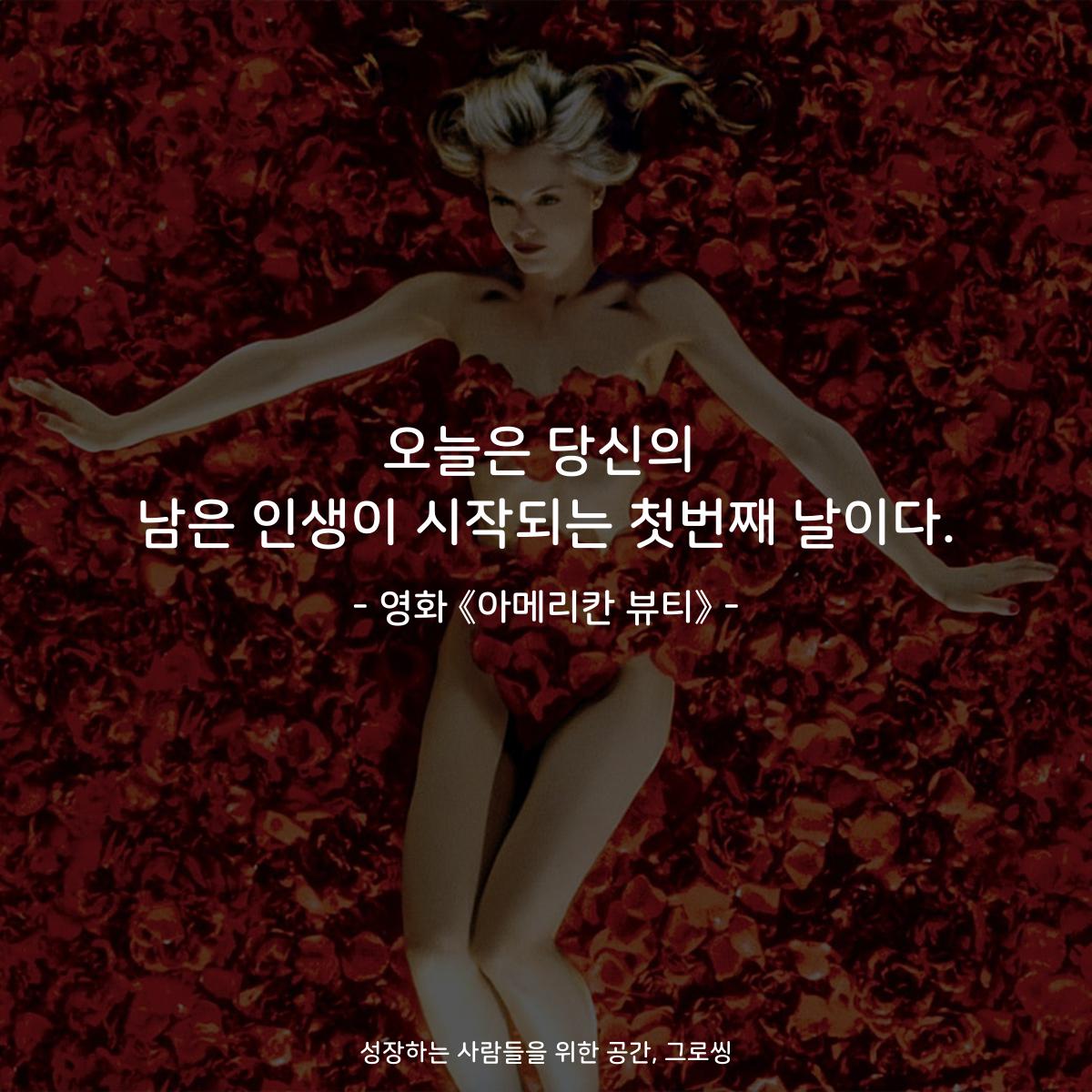 오늘은 당신의 남은 인생이 시작되는 첫번째 날이다. - 영화 《아메리칸 뷰티》
