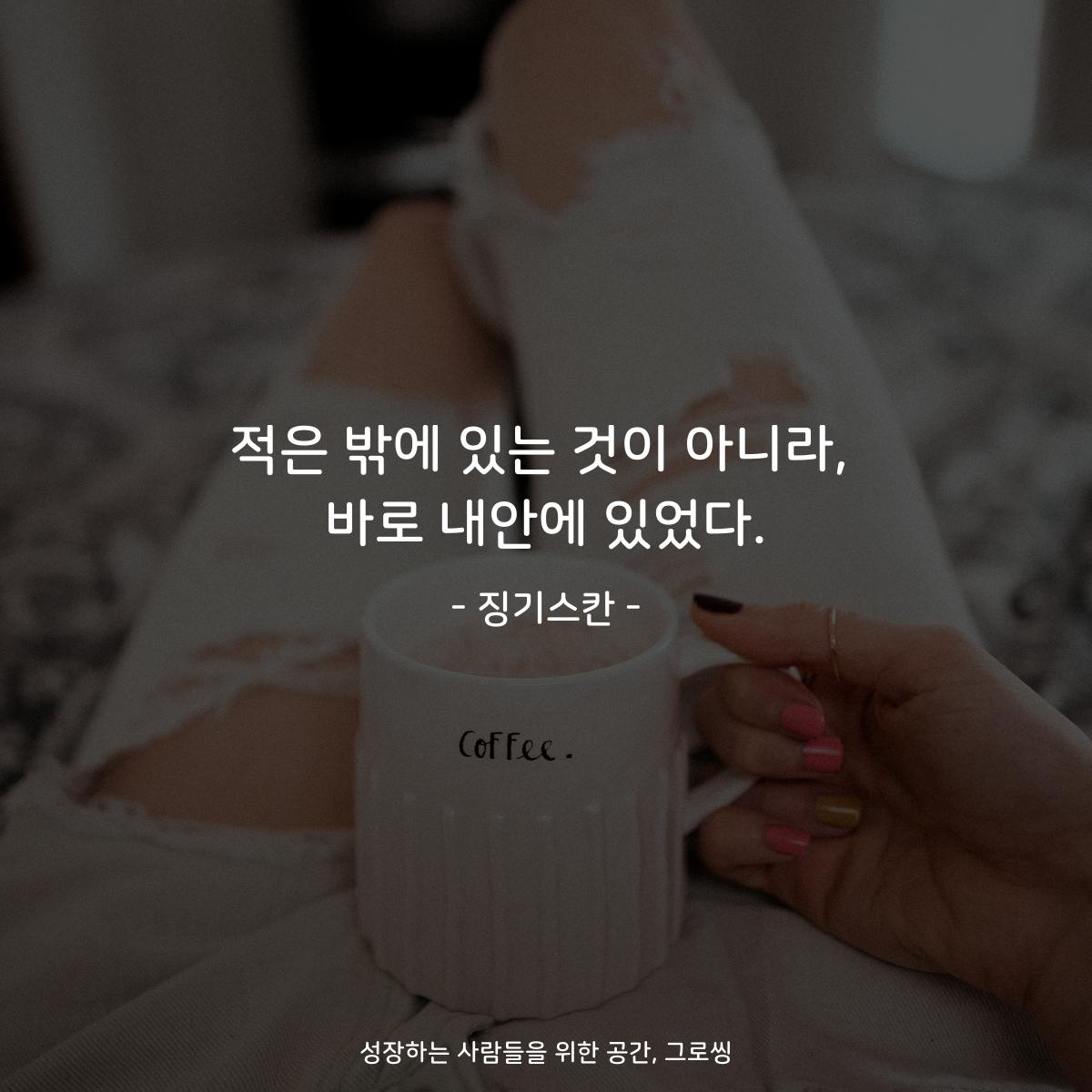 적은 밖에 있는 것이 아니라, 바로 내안에 있었다. - 징기스칸