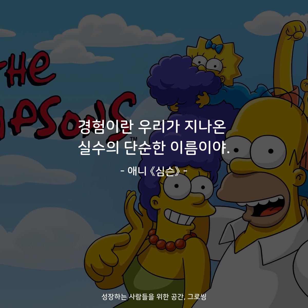 경험이란 우리가 지나온 실수의 단순한 이름이야. - 애니 《심슨》