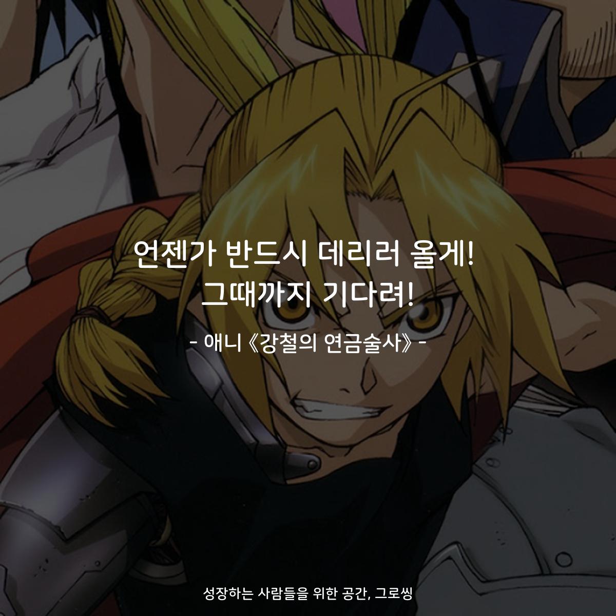 언젠가 반드시 데리러 올게! 그때까지 기다려! - 애니 《강철의 연금술사》