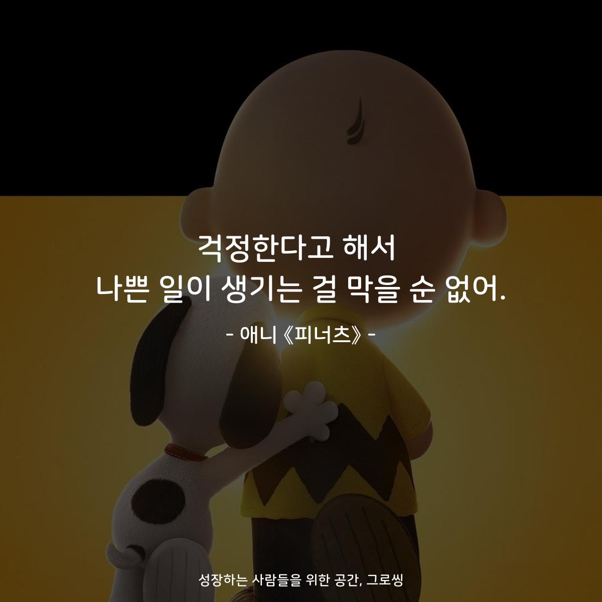 걱정한다고 해서 나쁜 일이 생기는 걸 막을 순 없어. - 애니 《피너츠》