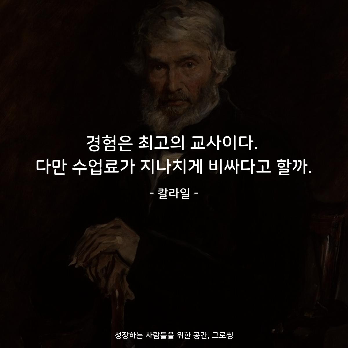 경험은 최고의 교사이다. 다만 수업료가 지나치게 비싸다고 할까. - 칼라일