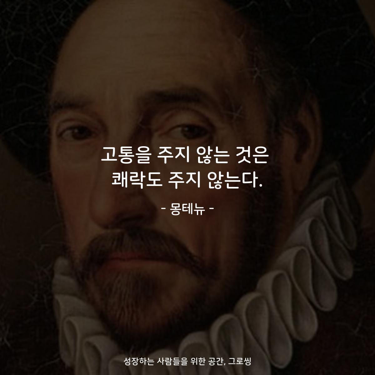 고통을 주지 않는 것은 쾌락도 주지 않는다. - 몽테뉴