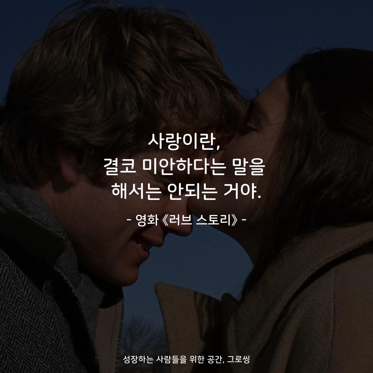 사랑이란, 결코 미안하다는 말을 해서는 안되는 거야. - 영화 《러브 스토리》